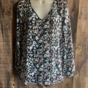 LC Lauren Conrad sheer black floral flowing top